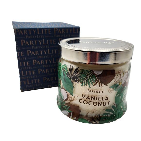 VANILLA COCONUT 3-wick Jar Candle by PARTYLITE New In Box - Picture 1 of 3